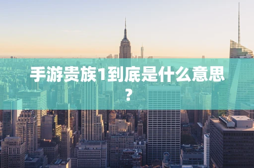 手游贵族1到底是什么意思？